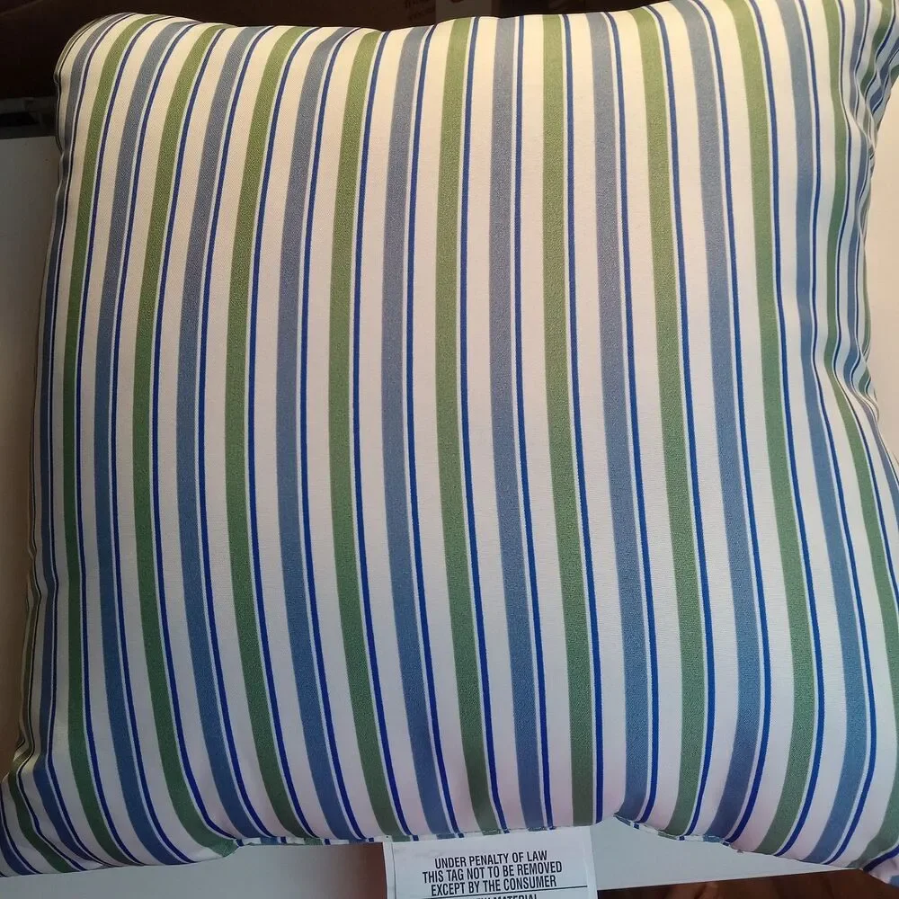 Room Essentials Green Striped Outdoor Pillow 17